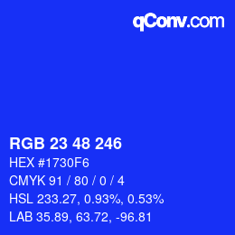 Color code: RGB 23 48 246 | qconv.com