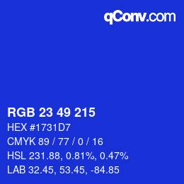 Color code: RGB 23 49 215 | qconv.com