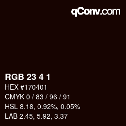 カラーコード: RGB 23 4 1 | qconv.com