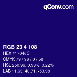 颜色代码: RGB 23 4 108 | qconv.com