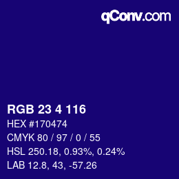 カラーコード: RGB 23 4 116 | qconv.com
