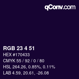 カラーコード: RGB 23 4 51 | qconv.com