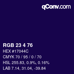 カラーコード: RGB 23 4 76 | qconv.com