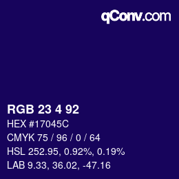 カラーコード: RGB 23 4 92 | qconv.com