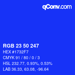 Farbcode: RGB 23 50 247 | qconv.com