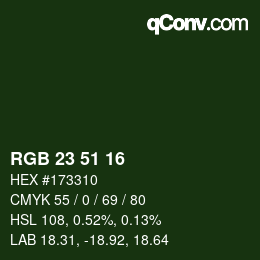 カラーコード: RGB 23 51 16 | qconv.com