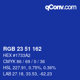 Color code: RGB 23 51 162 | qconv.com