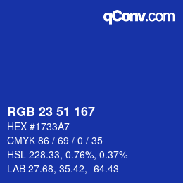 Color code: RGB 23 51 167 | qconv.com