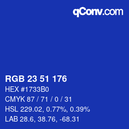 颜色代码: RGB 23 51 176 | qconv.com
