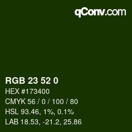 Color code: RGB 23 52 0 | qconv.com