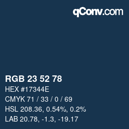 Color code: RGB 23 52 78 | qconv.com