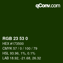 Color code: RGB 23 53 0 | qconv.com