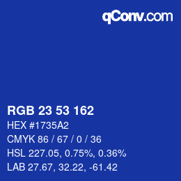 Color code: RGB 23 53 162 | qconv.com