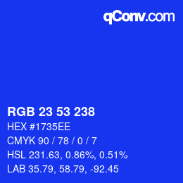 Color code: RGB 23 53 238 | qconv.com