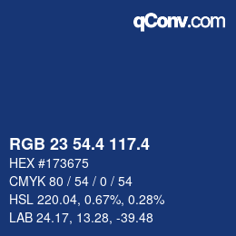 カラーコード: RGB 23 54.4 117.4 | qconv.com