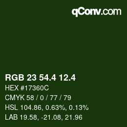 カラーコード: RGB 23 54.4 12.4 | qconv.com
