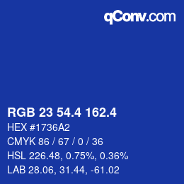 カラーコード: RGB 23 54.4 162.4 | qconv.com