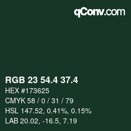 カラーコード: RGB 23 54.4 37.4 | qconv.com