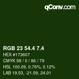 カラーコード: RGB 23 54.4 7.4 | qconv.com