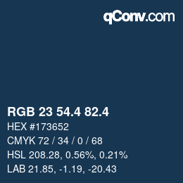 カラーコード: RGB 23 54.4 82.4 | qconv.com