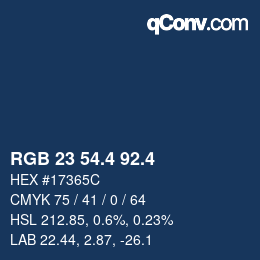 カラーコード: RGB 23 54.4 92.4 | qconv.com