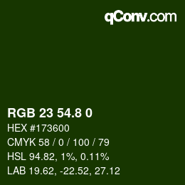 カラーコード: RGB 23 54.8 0 | qconv.com