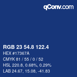 カラーコード: RGB 23 54.8 122.4 | qconv.com