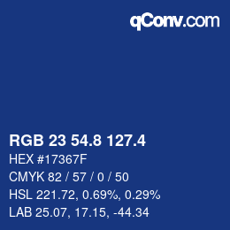 カラーコード: RGB 23 54.8 127.4 | qconv.com