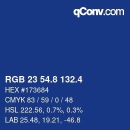 カラーコード: RGB 23 54.8 132.4 | qconv.com