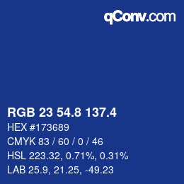 カラーコード: RGB 23 54.8 137.4 | qconv.com