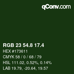 カラーコード: RGB 23 54.8 17.4 | qconv.com