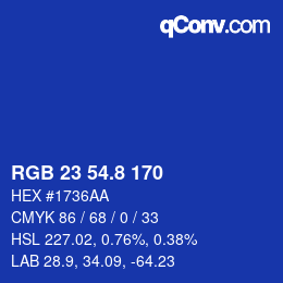 カラーコード: RGB 23 54.8 170 | qconv.com