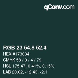 カラーコード: RGB 23 54.8 52.4 | qconv.com