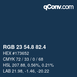カラーコード: RGB 23 54.8 82.4 | qconv.com