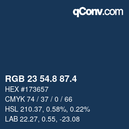 カラーコード: RGB 23 54.8 87.4 | qconv.com