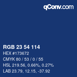 Color code: RGB 23 54 114 | qconv.com