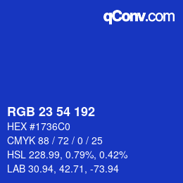 Color code: RGB 23 54 192 | qconv.com