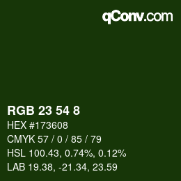 カラーコード: RGB 23 54 8 | qconv.com