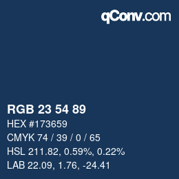 Color code: RGB 23 54 89 | qconv.com