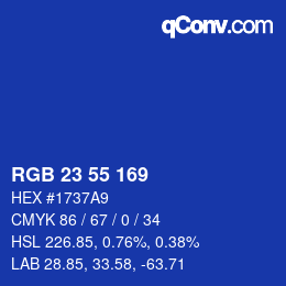 Color code: RGB 23 55 169 | qconv.com