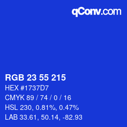 Color code: RGB 23 55 215 | qconv.com