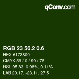 カラーコード: RGB 23 56.2 0.6 | qconv.com