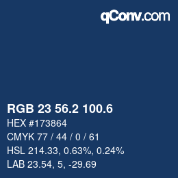 カラーコード: RGB 23 56.2 100.6 | qconv.com