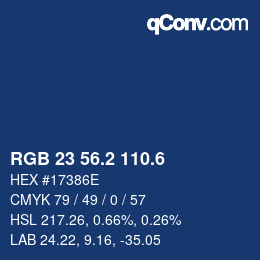 カラーコード: RGB 23 56.2 110.6 | qconv.com