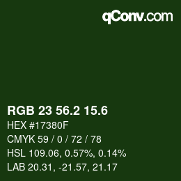 カラーコード: RGB 23 56.2 15.6 | qconv.com