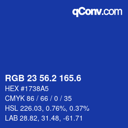 カラーコード: RGB 23 56.2 165.6 | qconv.com