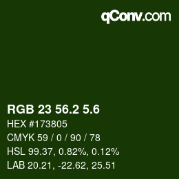 カラーコード: RGB 23 56.2 5.6 | qconv.com