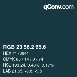 カラーコード: RGB 23 56.2 65.6 | qconv.com