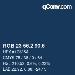 カラーコード: RGB 23 56.2 90.6 | qconv.com