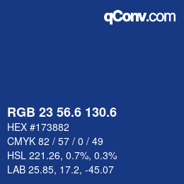 カラーコード: RGB 23 56.6 130.6 | qconv.com